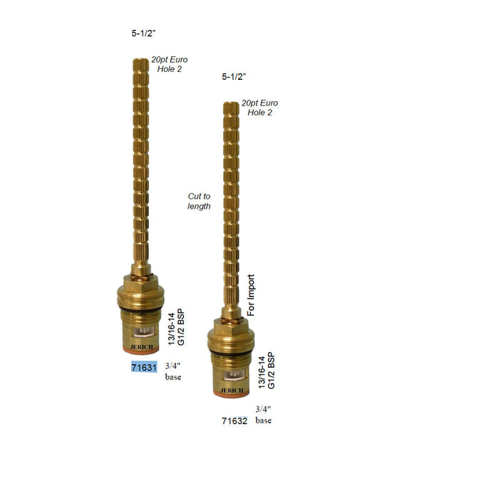 DORN Replacement Stem Assembly 5-1/2" THG 20PT EURO Hot and Cold Set