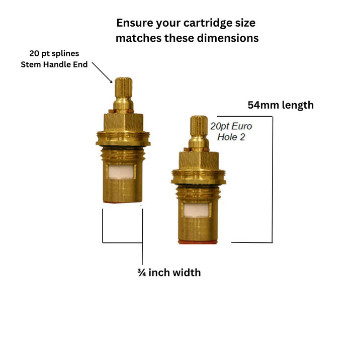 54mm Hot and Cold Set of 2 Ceramic Cartridges 20pt
