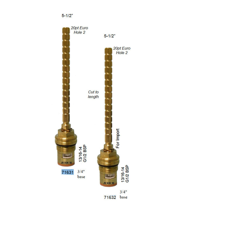 DORN Replacement Stem Assembly 5-1/2" THG 20PT EURO Hot and Cold Set