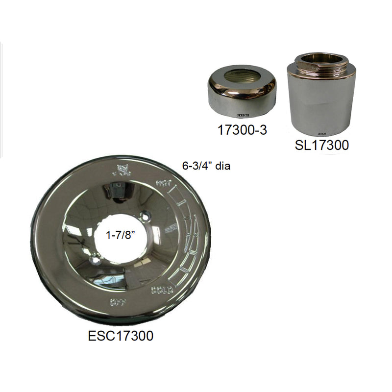 Jerich ESC17300Kit Chrome Escutcheon Trim Plate - Fits Danze Gerber - with sleeve IN STOCK